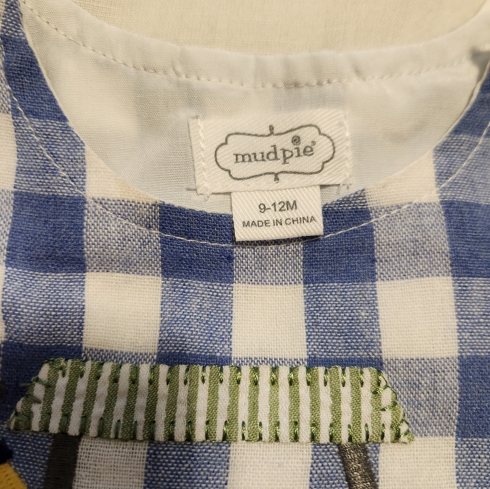 9-12 months gingham golf baby romper